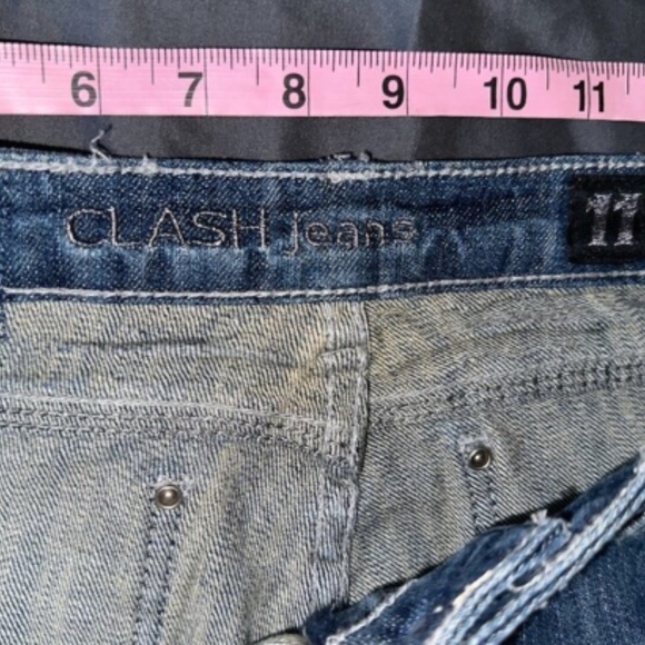 Clash Jeans Women's Size 11 Zebra Pockets Blue Denim Pants Low Rise Straight Leg - Picture 5 of 6